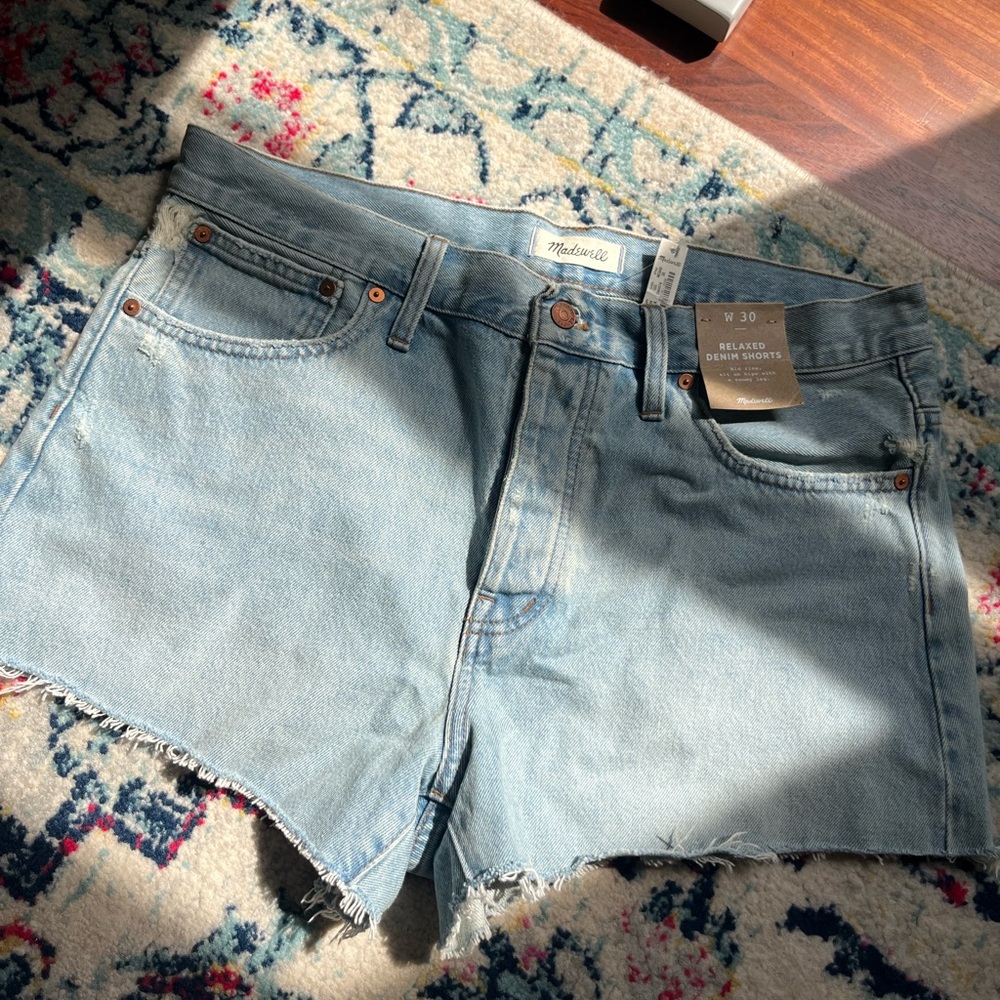 Madewell Sky Blue Relaxed Denim Shorts